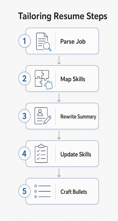 Infographic illustrating resume tailoring steps