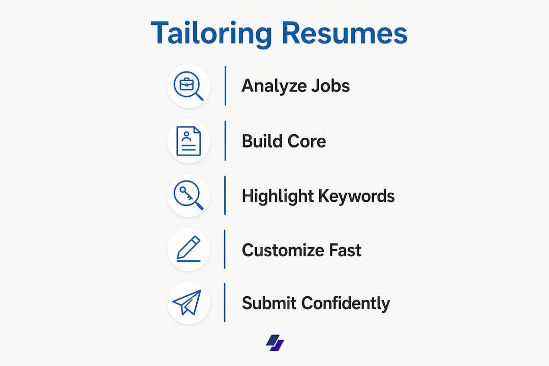 Infographic illustrating resume tailoring steps